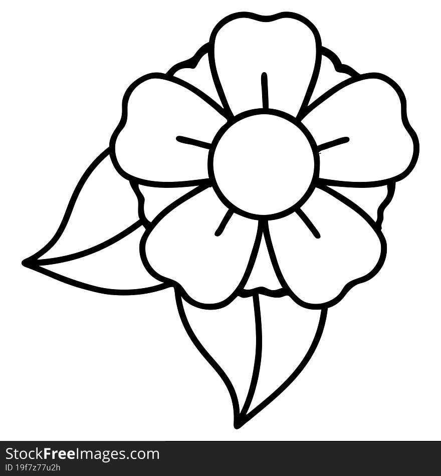 black line tattoo of a flower