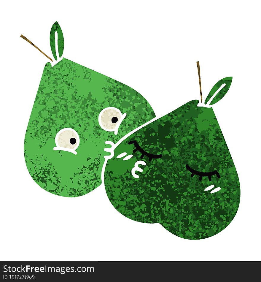 retro illustration style cartoon pears