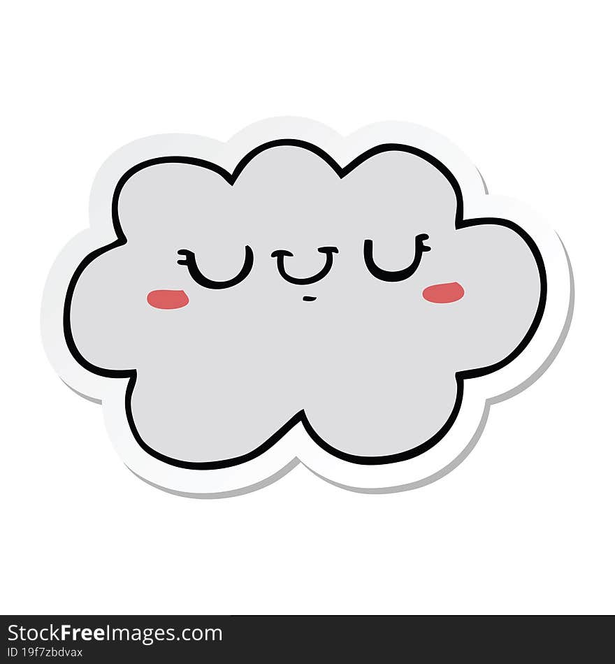 sticker of a cute cartoon cloud