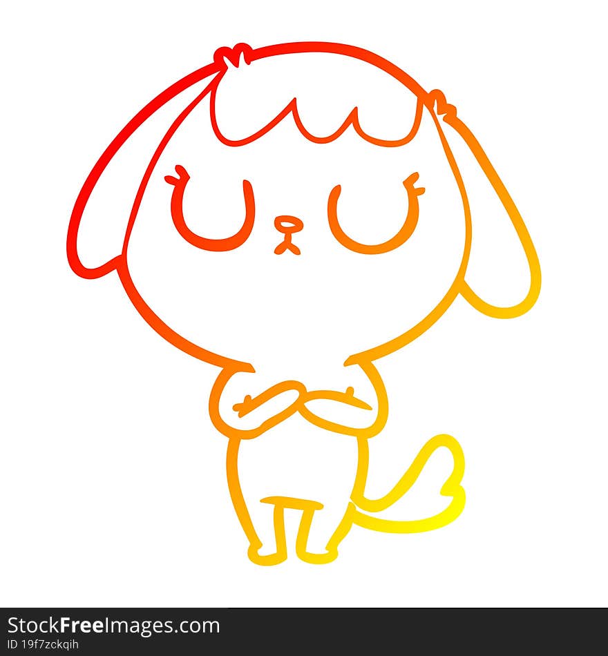 Warm Gradient Line Drawing Cute Cartoon Dog