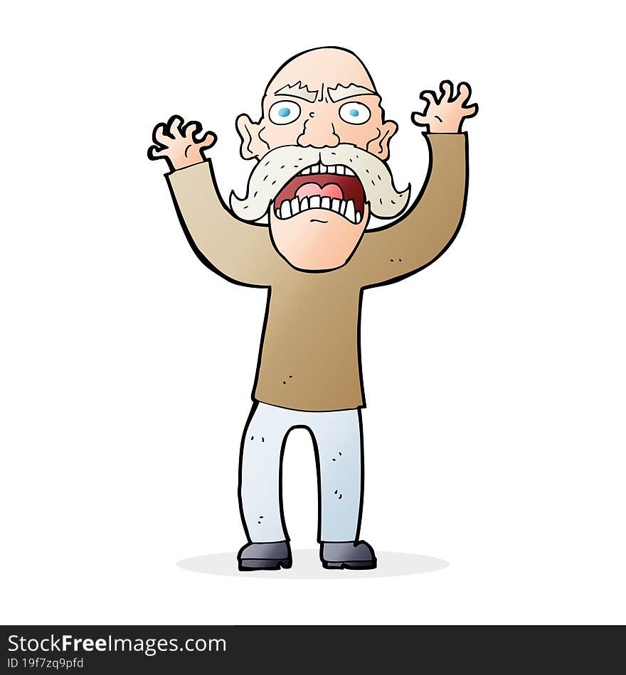 cartoon angry old man