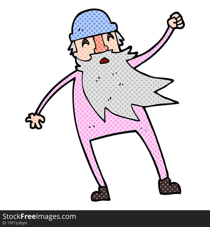 cartoon old man in thermal underwear