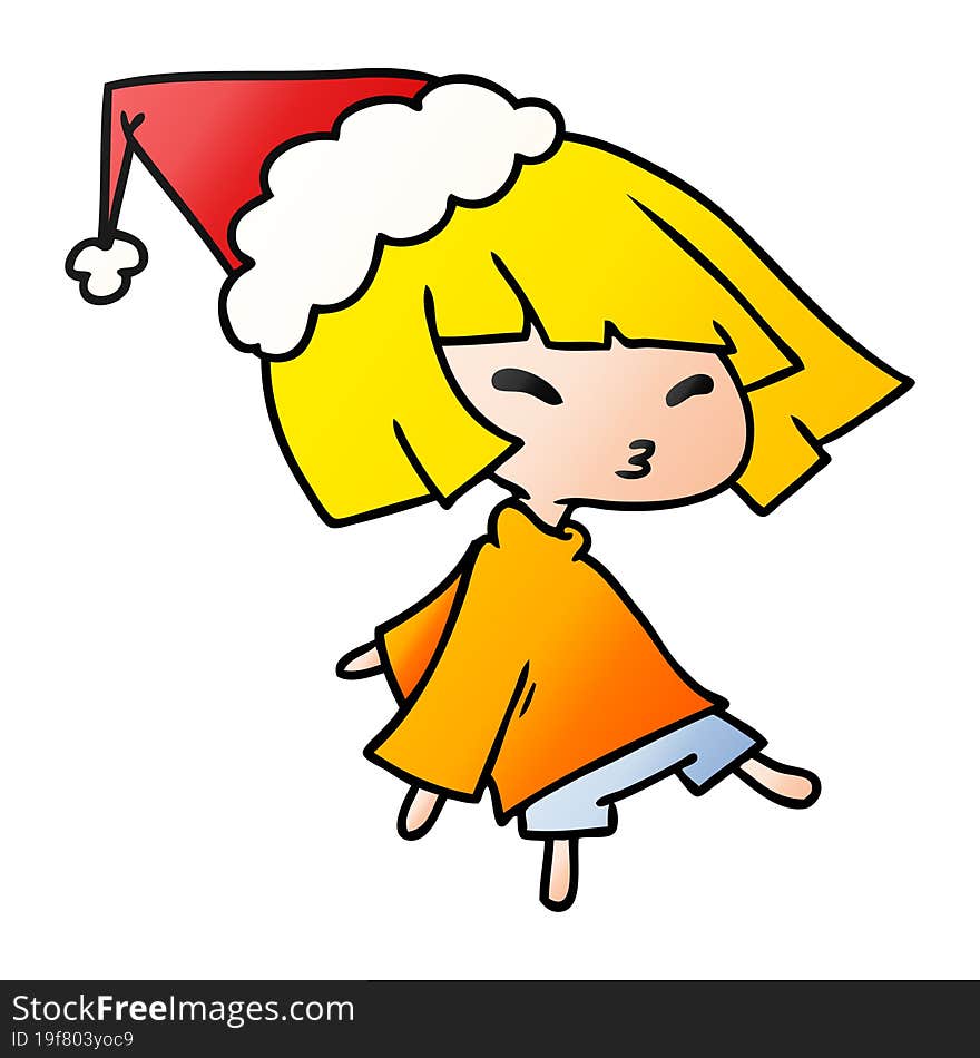 christmas gradient cartoon of kawaii girl