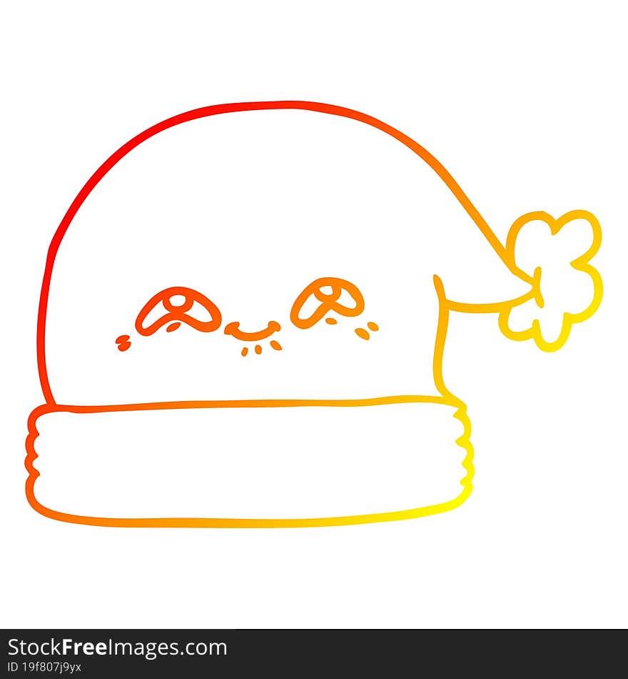 warm gradient line drawing cartoon christmas santa hat