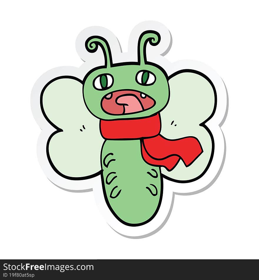 sticker of a funny cartoon butterfly