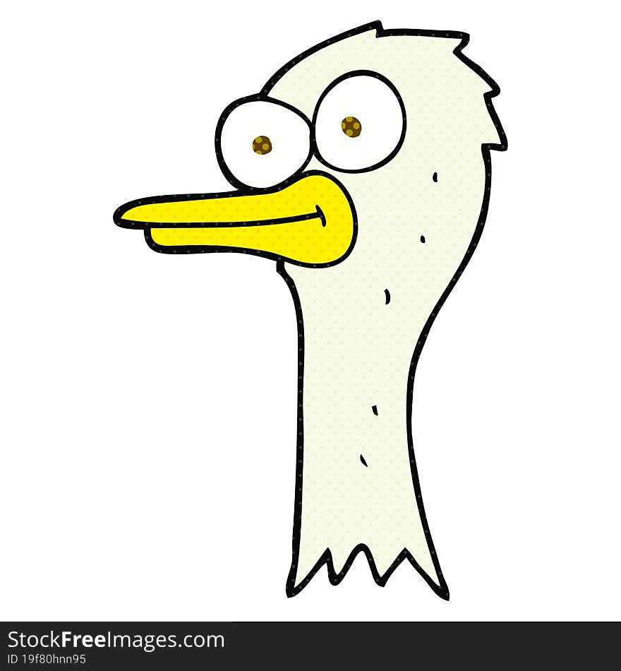 freehand drawn cartoon ostrich head