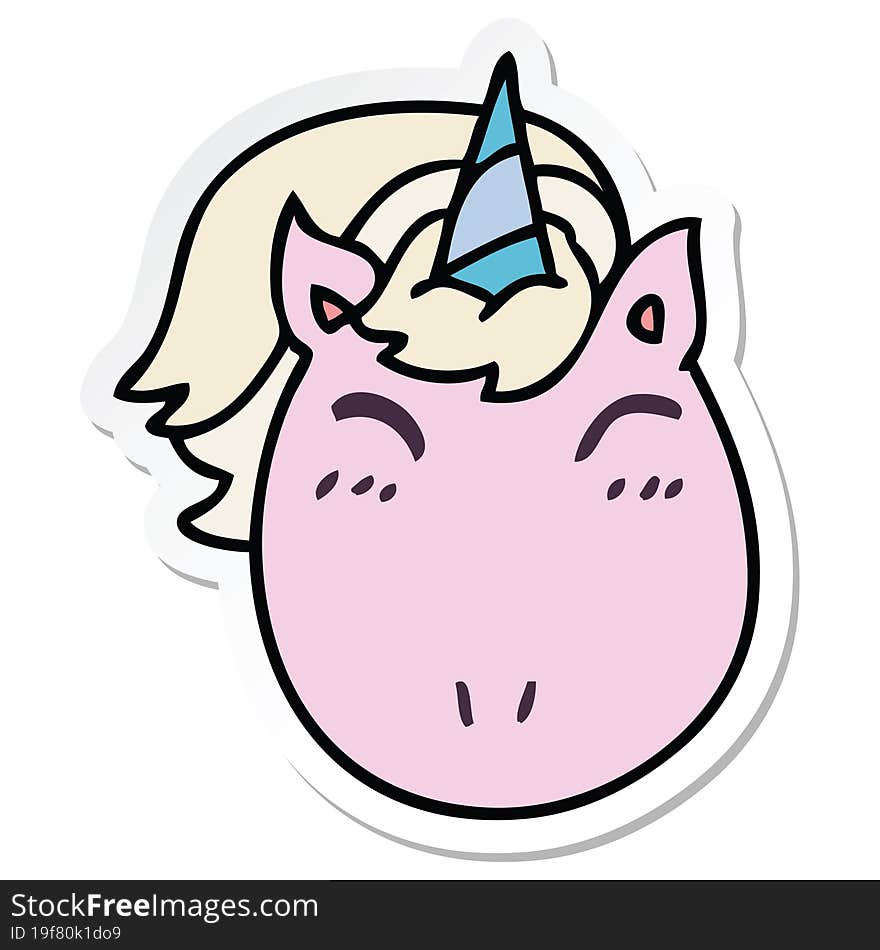 sticker of a quirky hand drawn cartoon unicorn