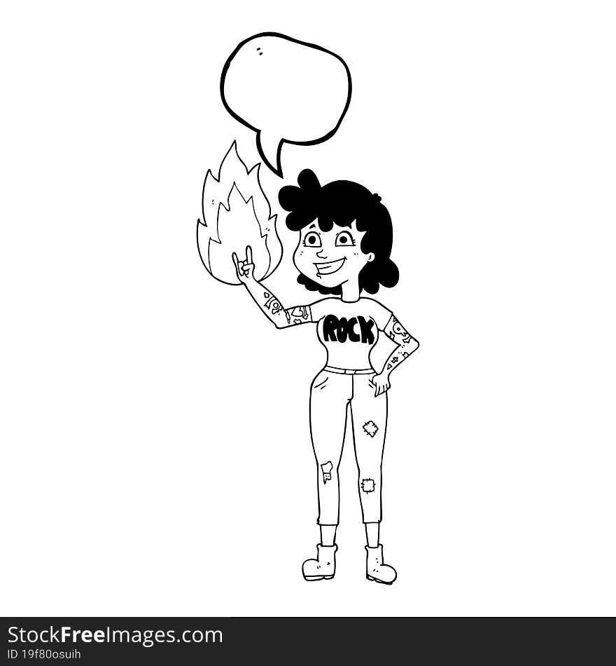 speech bubble cartoon rock girl