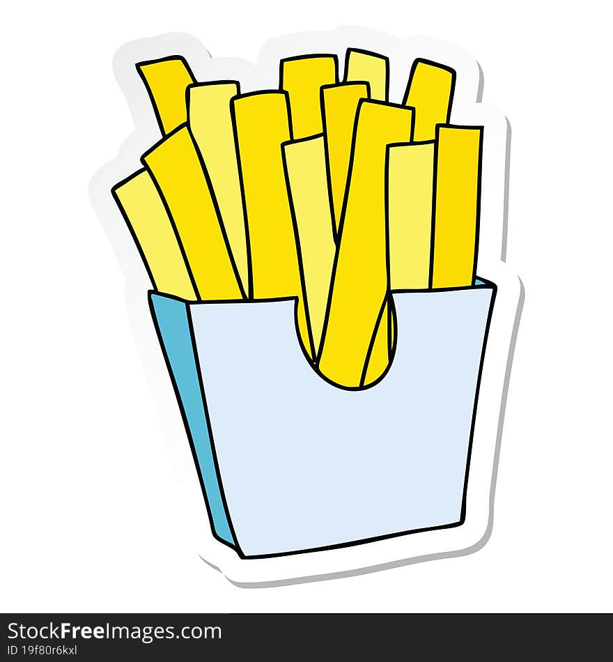 sticker of a quirky hand drawn cartoon french fries