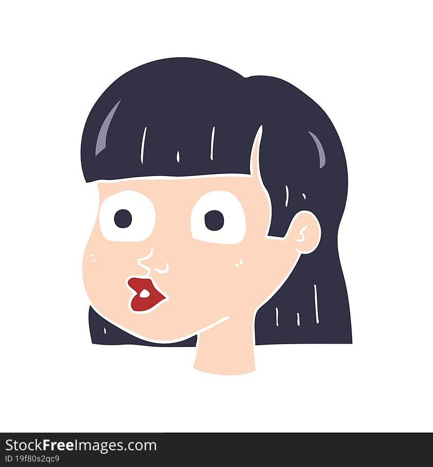 flat color illustration of female face. flat color illustration of female face