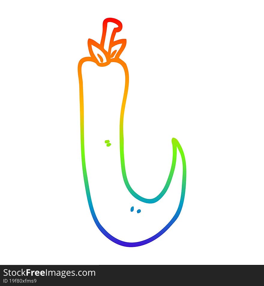 rainbow gradient line drawing of a cartoon red hot chilli pepper