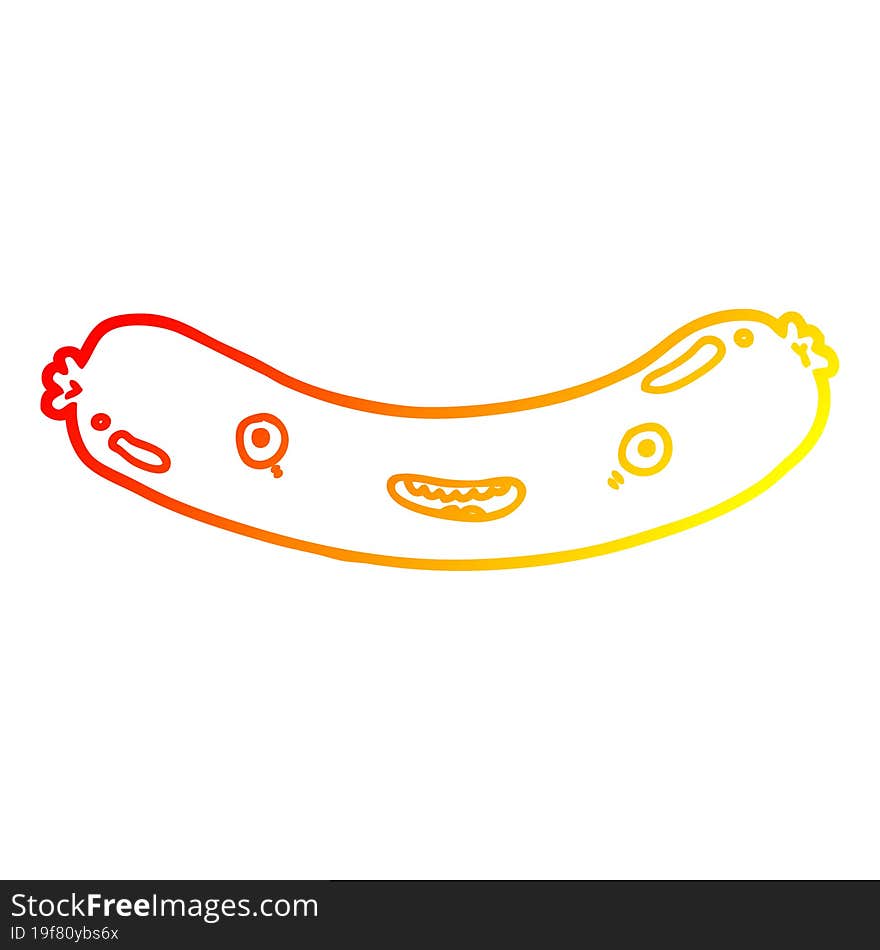 warm gradient line drawing cartoon sausage