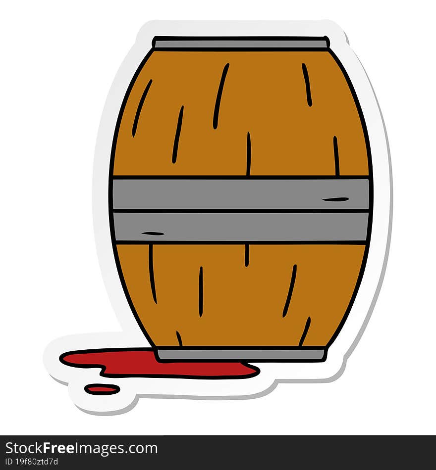 sticker cartoon doodle of a wine barrel