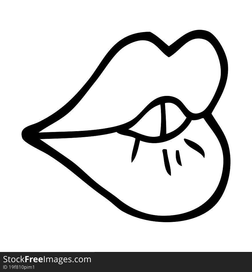 Black And White Cartoon Pouting Lips