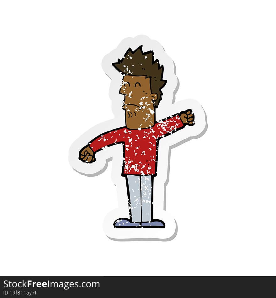 Retro Distressed Sticker Of A Cartoon Stressed Man