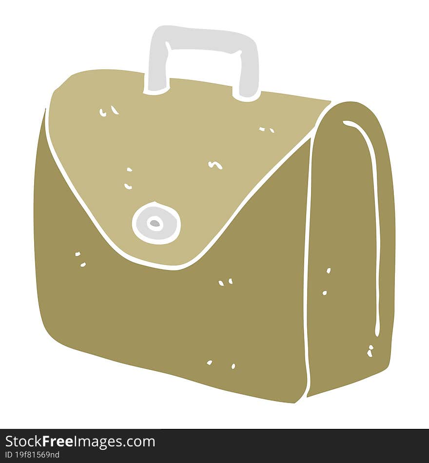 flat color illustration of a cartoon old briefcase