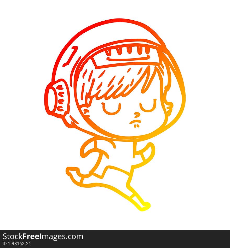 warm gradient line drawing of a cartoon astronaut woman