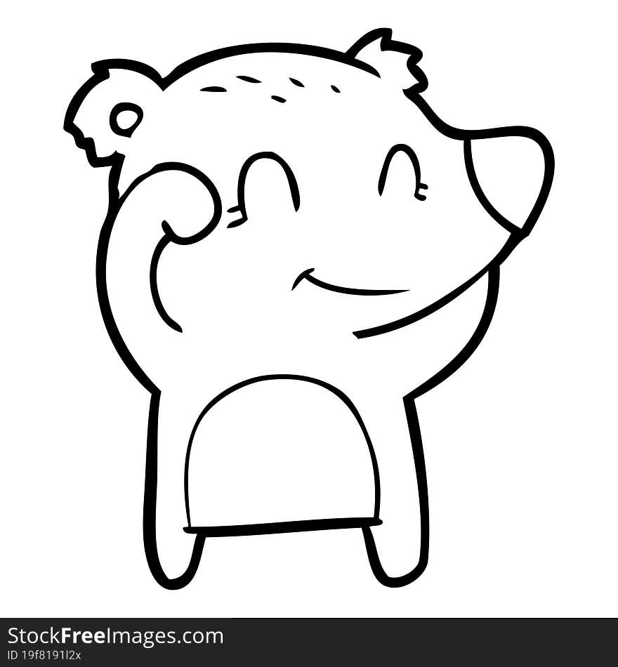 tired smiling bear cartoon. tired smiling bear cartoon