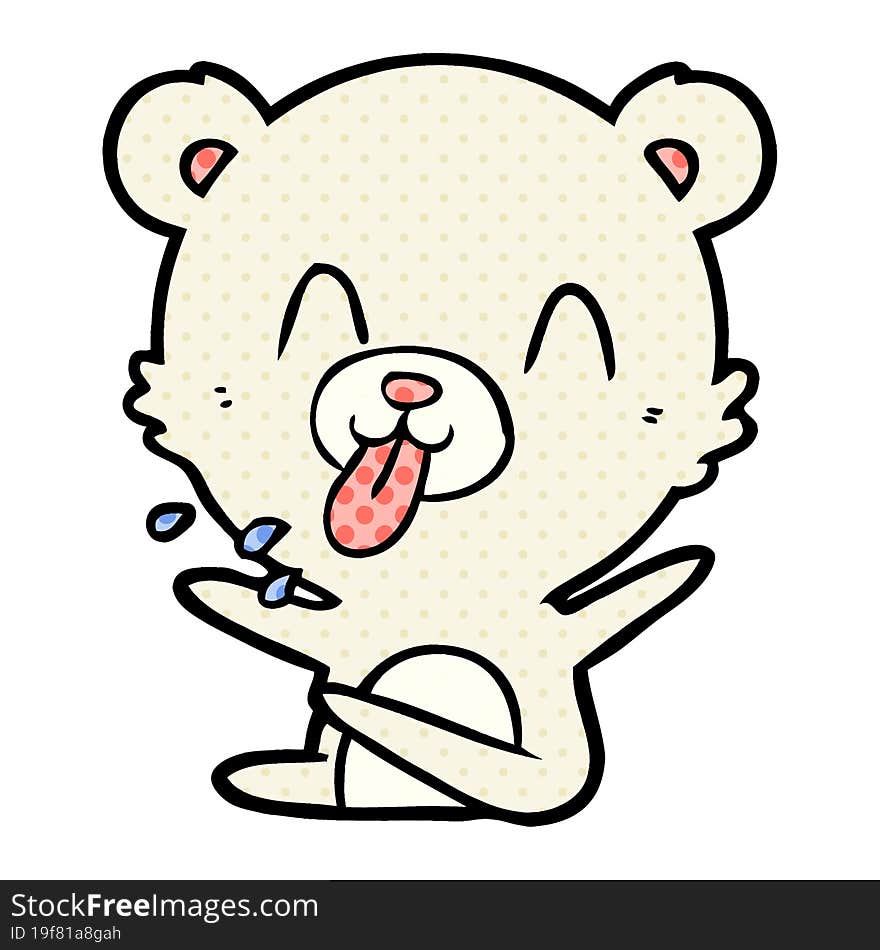 rude cartoon polar bear sticking out tongue. rude cartoon polar bear sticking out tongue