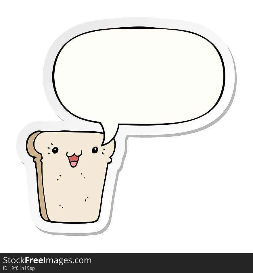 cartoon slice of bread with speech bubble sticker