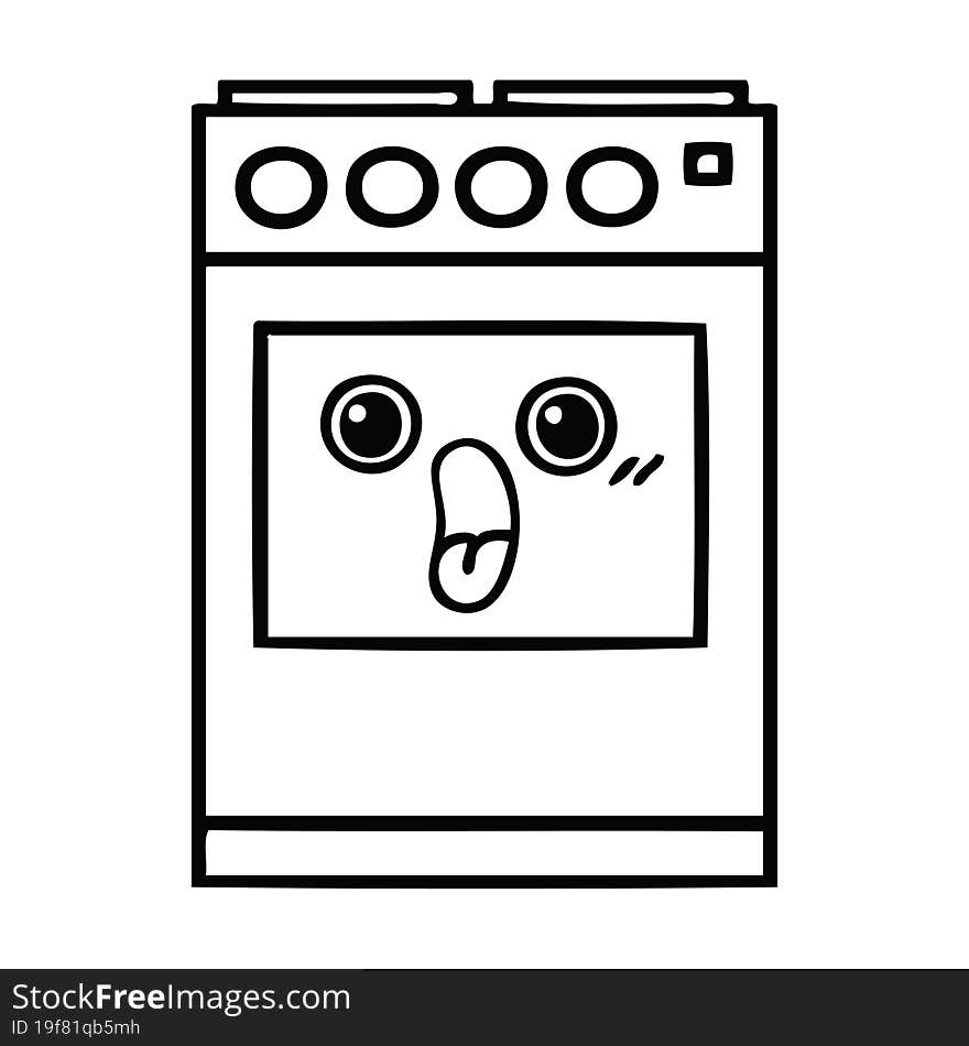 line drawing cartoon kitchen oven