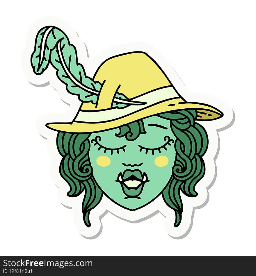 sticker of a orc bard character. sticker of a orc bard character