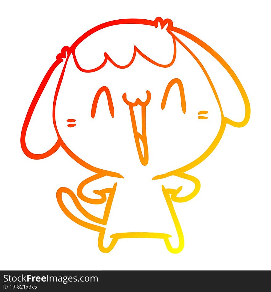 Warm Gradient Line Drawing Cute Cartoon Dog