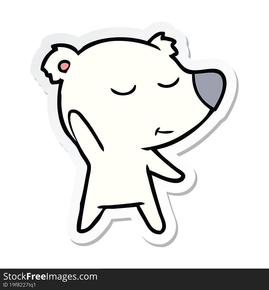 sticker of a happy cartoon polar bear