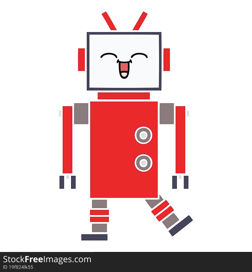 Flat Color Retro Cartoon Robot