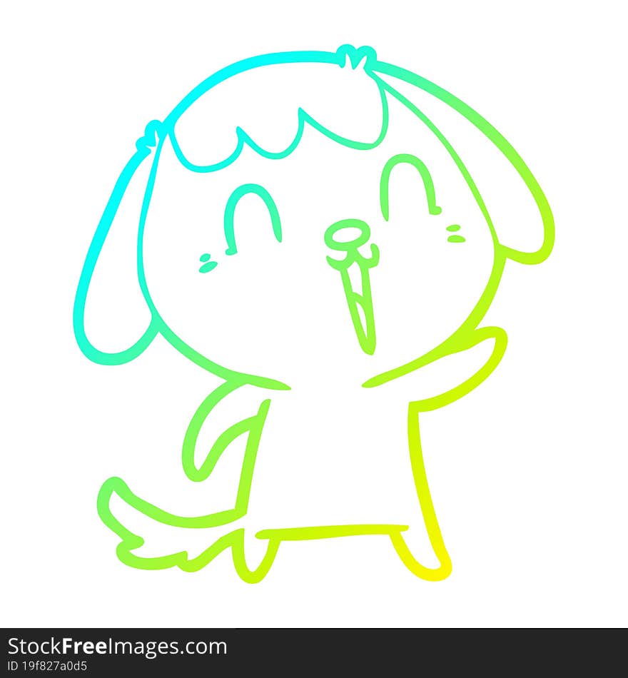 cold gradient line drawing of a cute cartoon dog