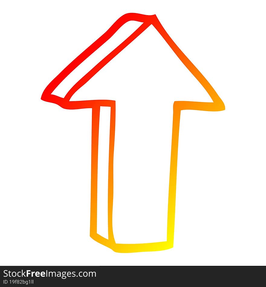 Warm Gradient Line Drawing Cartoon Arrow