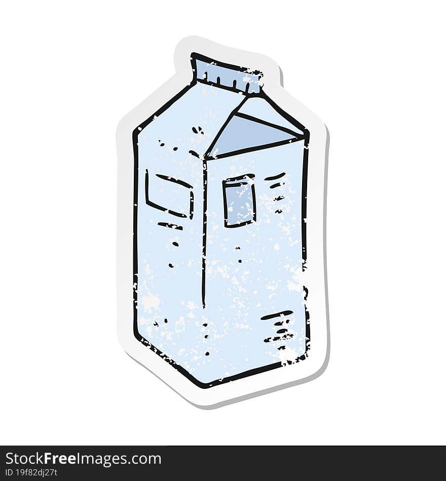 retro distressed sticker of a cartoon milk carton