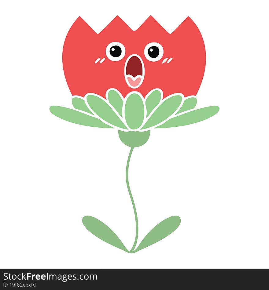 Flat Color Retro Cartoon Flower