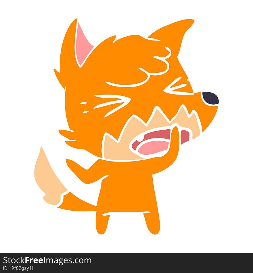 angry flat color style cartoon fox