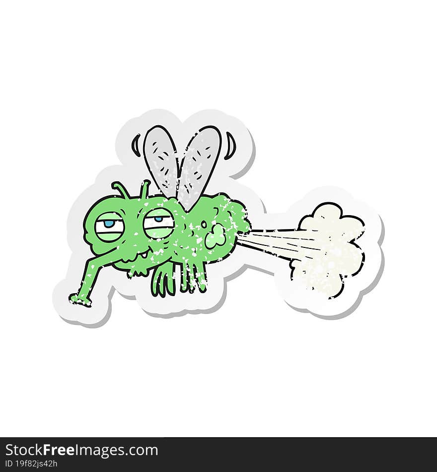 retro distressed sticker of a cartoon gross farting fly