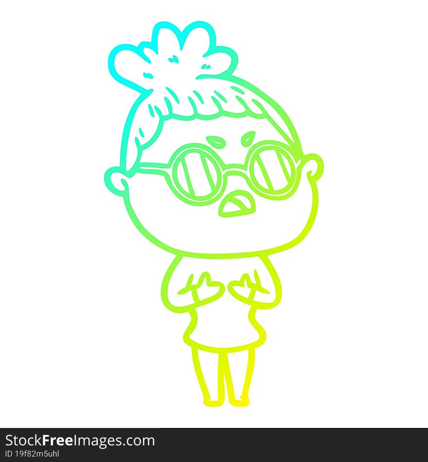 cold gradient line drawing cartoon annoyed woman