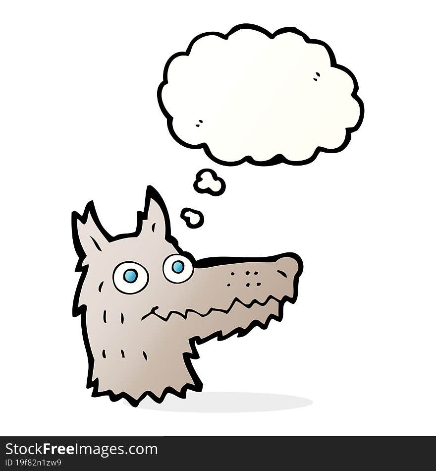 Cartoon Wolf Head With Thought Bubble