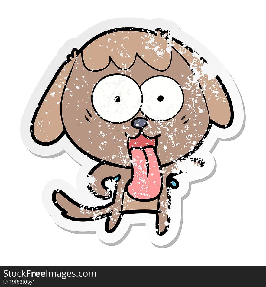 distressed sticker of a cute cartoon dog