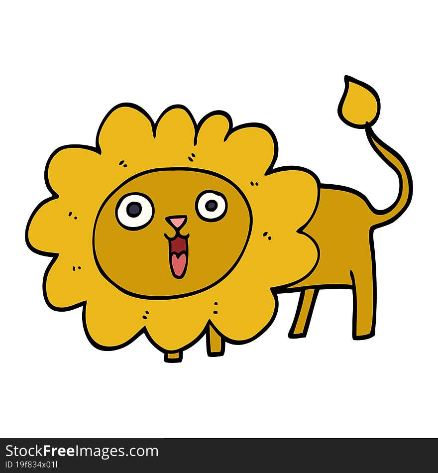 cartoon doodle happy lion