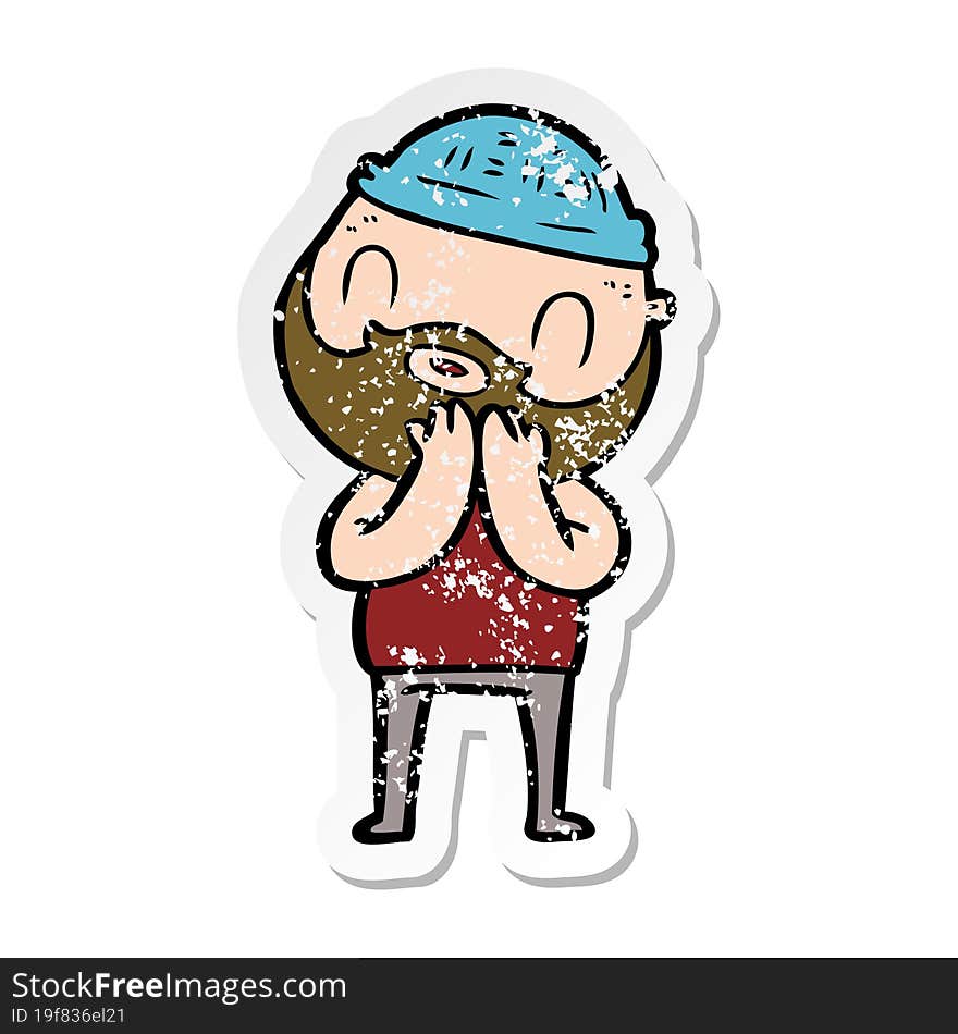 Distressed Sticker Of A Cartoon Bearded Man