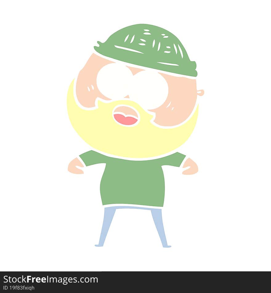 flat color style cartoon surprised bearded man