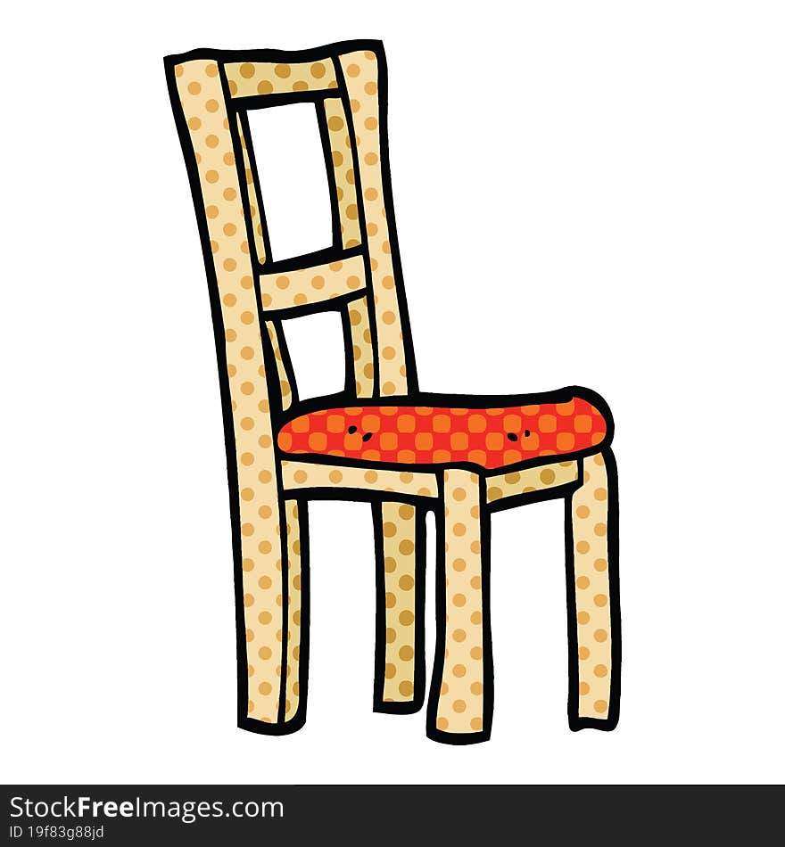 comic book style cartoon wooden chair