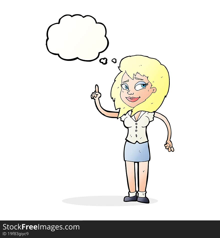 cartoon pretty woman with idea with thought bubble