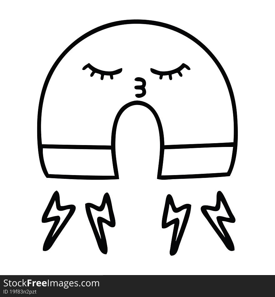 line drawing cartoon of a magnet. line drawing cartoon of a magnet