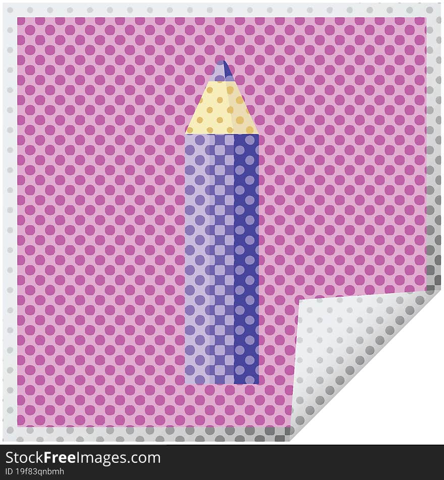 purple coloring pencil graphic vector illustration square sticker. purple coloring pencil graphic vector illustration square sticker