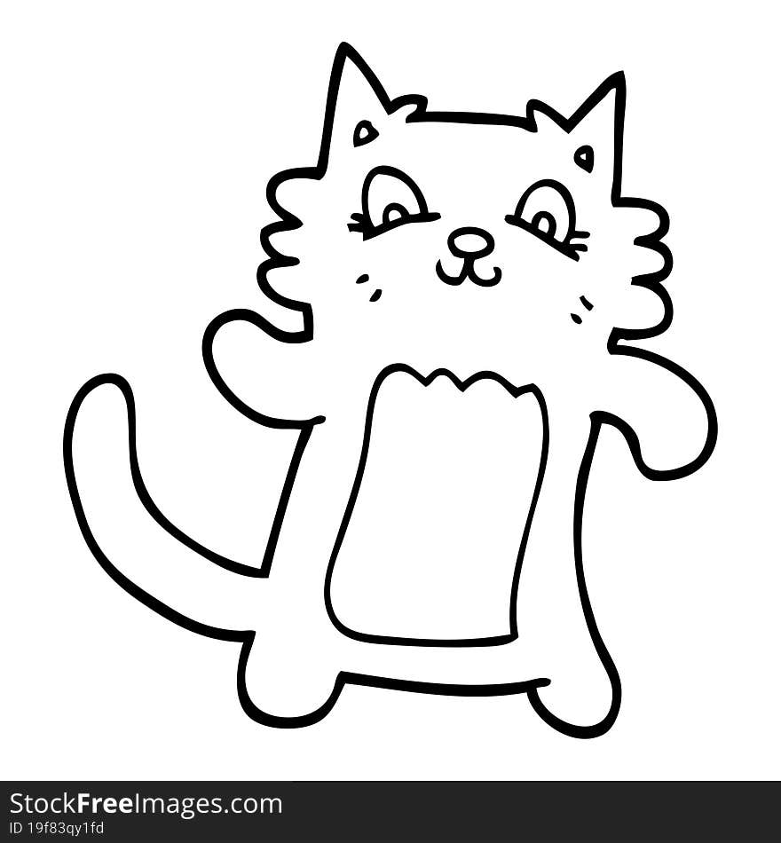 line drawing cartoon dancing cat