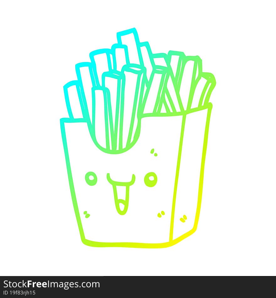 cold gradient line drawing cute cartoon box of fries