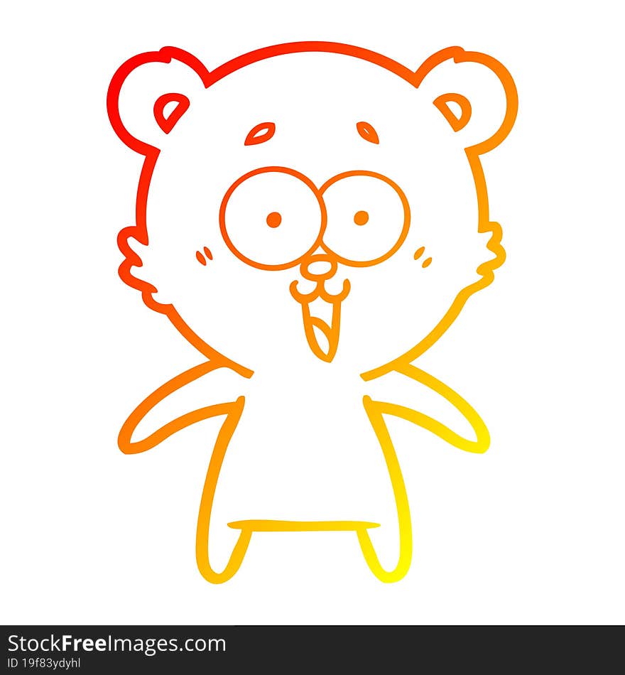 warm gradient line drawing laughing teddy  bear cartoon