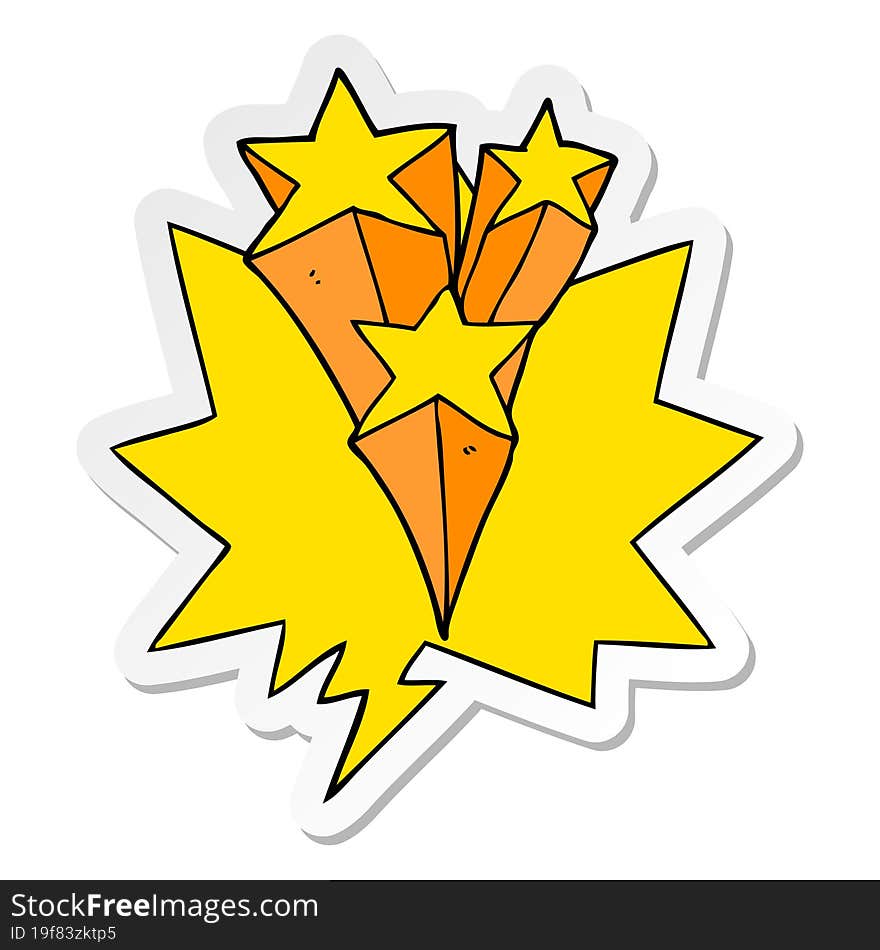 cartoon shooting stars and speech bubble sticker