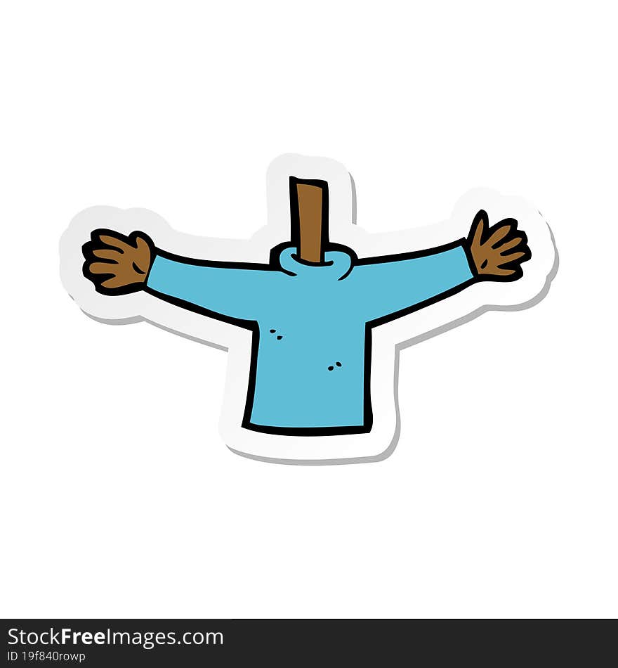 Sticker Of A Cartoon Body Waving Arms